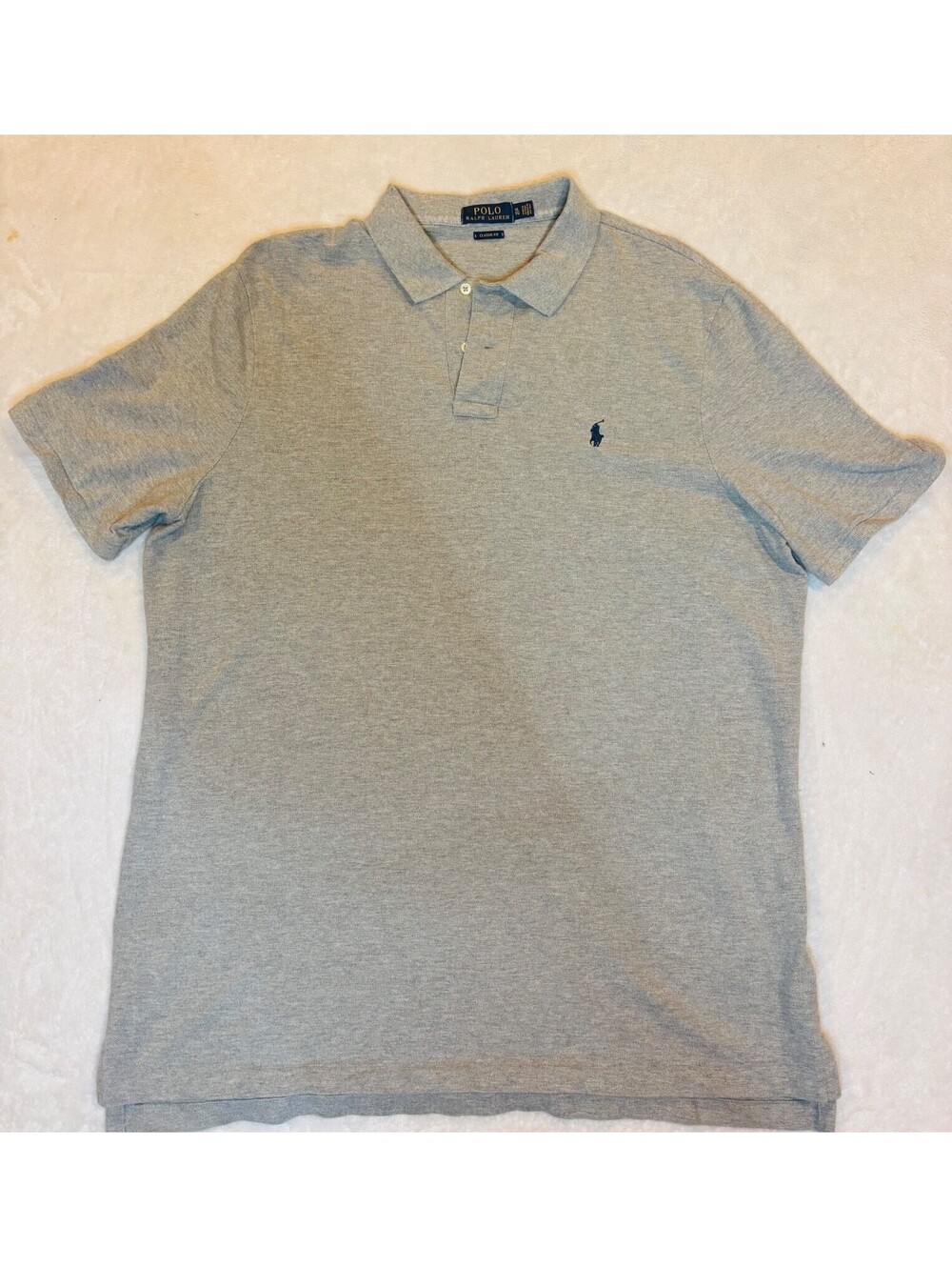 Polo Ralph Lauren Men's XL Gray Classic Fit Polo Shirt Navy Pony Logo
